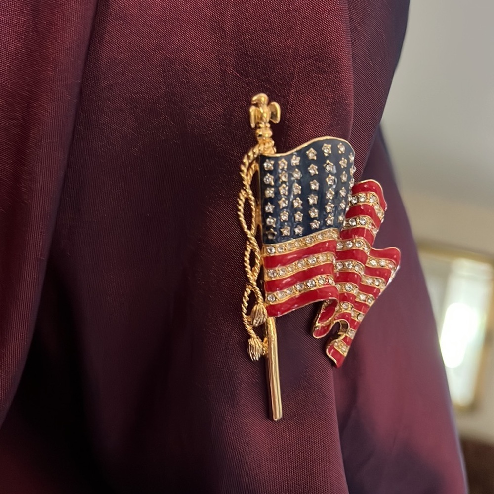 American Flag Crystal and Gold Plate by GARNAY